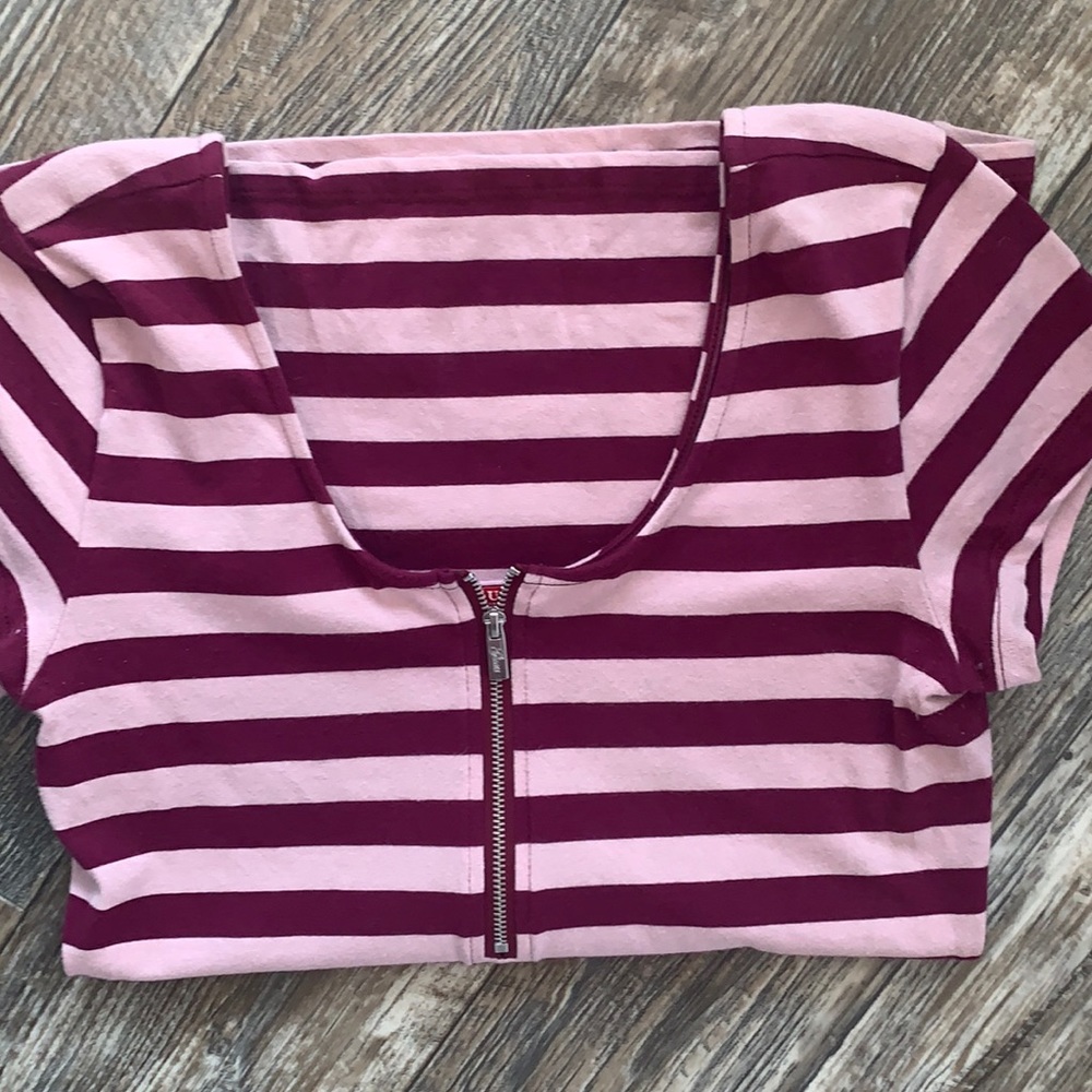 GUESS striped zipper tee